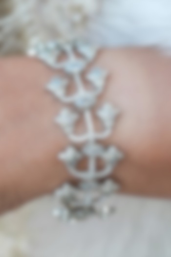 White Gold Finish Zircon Bracelet by Shaze Jewellery at Pernia's Pop Up Shop