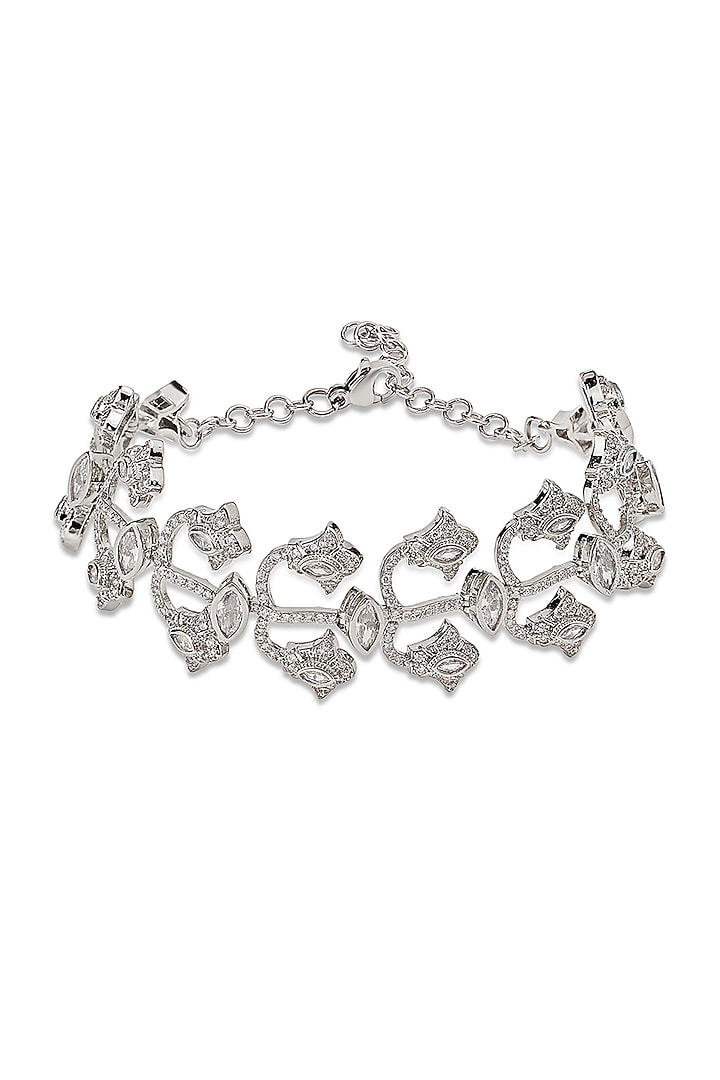 White Gold Finish Zircon Bracelet by Shaze Jewellery at Pernia's Pop Up Shop