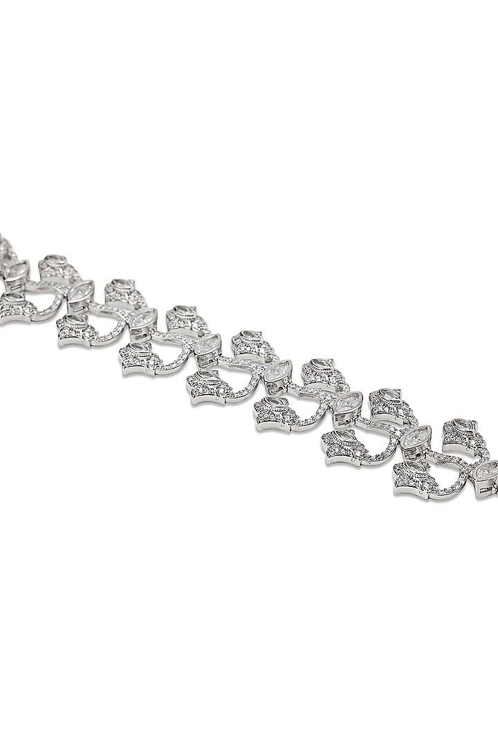 White Gold Finish Zircon Bracelet by Shaze Jewellery at Pernia's Pop Up Shop