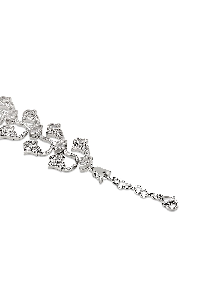 White Gold Finish Zircon Bracelet by Shaze Jewellery at Pernia's Pop Up Shop