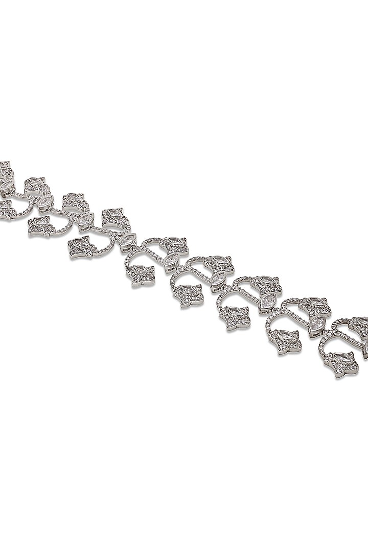 White Gold Finish Zircon Choker Necklace by Shaze Jewellery at Pernia's Pop Up Shop