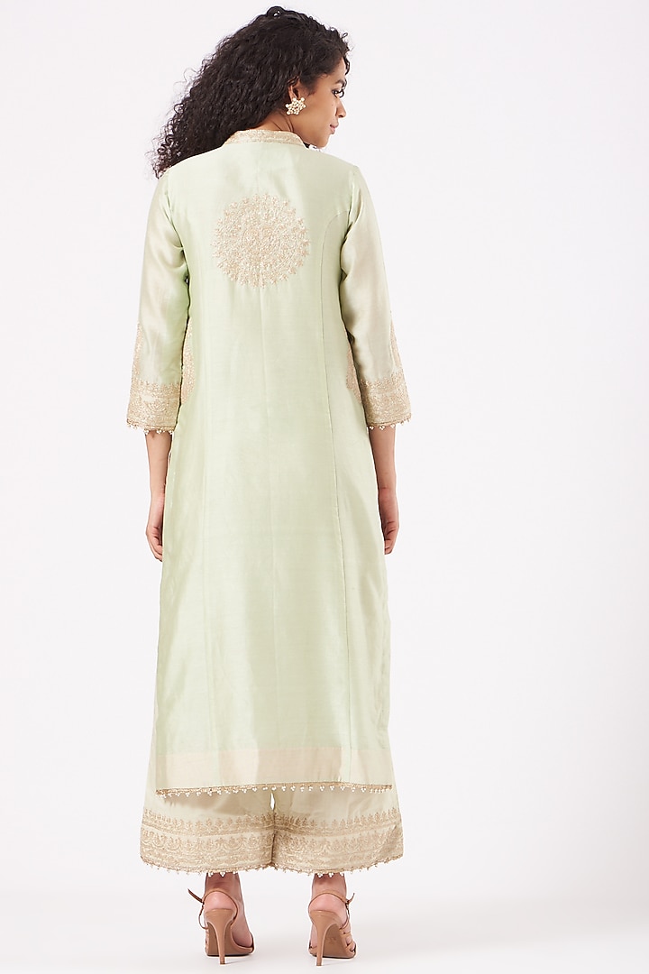Mint Embroidered Long Kurta Set by Sheetal Batra at Pernia's Pop Up Shop