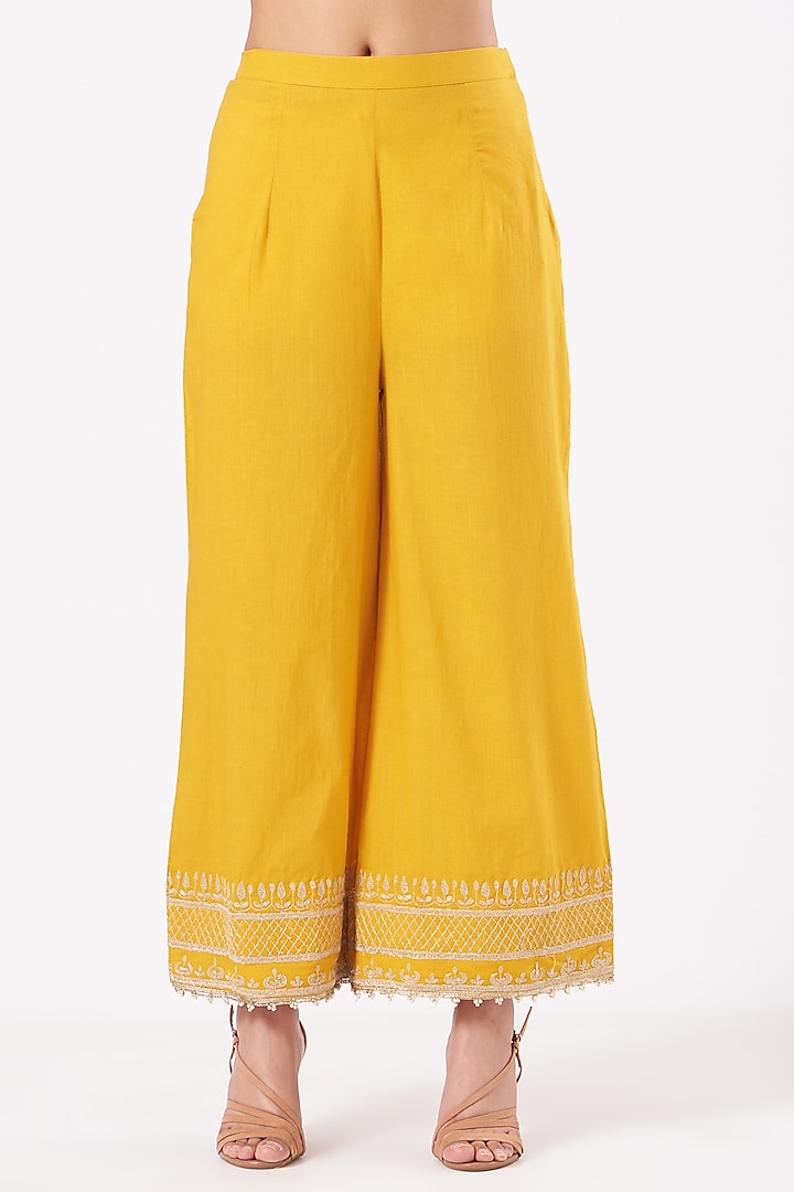 Mustard Embroidered Long Kurta Set by Sheetal Batra at Pernia's Pop Up Shop
