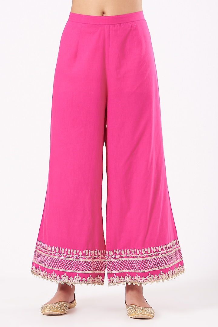 Fuchsia Pearls Embroidered Long Kurta Set by Sheetal Batra at Pernia's Pop Up Shop