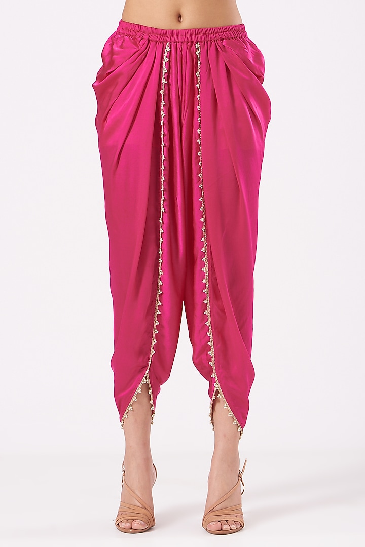 Fuchsia Embroidered Dhoti Set by Sheetal Batra at Pernia's Pop Up Shop
