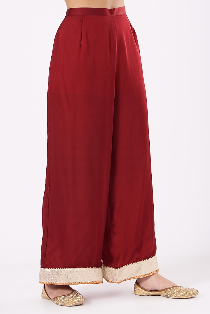 Cadmium Red Embroidered Kurta Set by Sheetal Batra at Pernia's Pop Up Shop