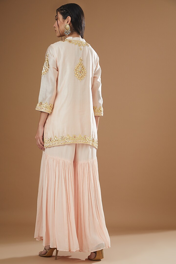Blush Pink Georgette Gharara Set by Sheetal Batra at Pernia's Pop Up Shop