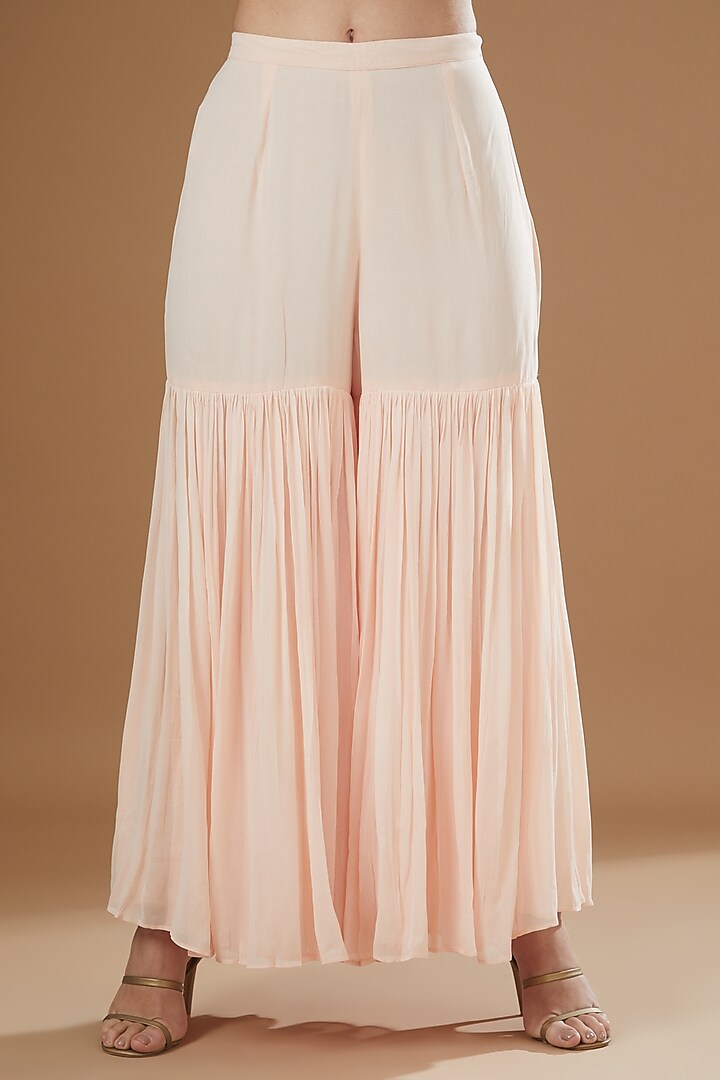 Blush Pink Georgette Gharara Set by Sheetal Batra at Pernia's Pop Up Shop