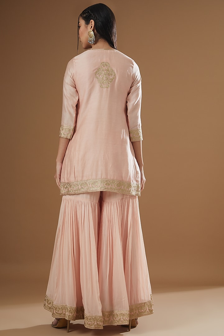 Peach Georgette Gharara Set by Sheetal Batra at Pernia's Pop Up Shop