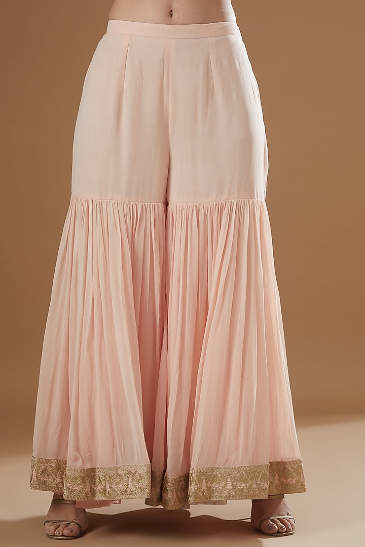 Peach Georgette Gharara Set by Sheetal Batra at Pernia's Pop Up Shop