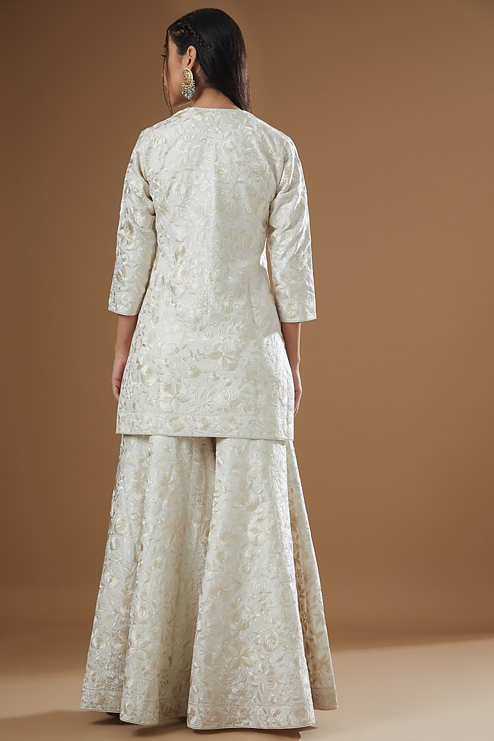 White Banglore Silk Gharara Set by Sheetal Batra at Pernia's Pop Up Shop