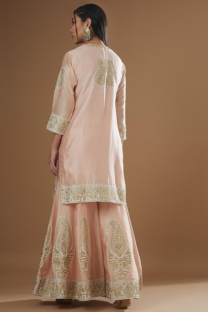 Blush Pink Chanderi Silk Bridal Sharara Set by Sheetal Batra at Pernia's Pop Up Shop