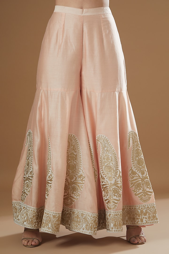 Blush Pink Chanderi Silk Bridal Sharara Set by Sheetal Batra at Pernia's Pop Up Shop