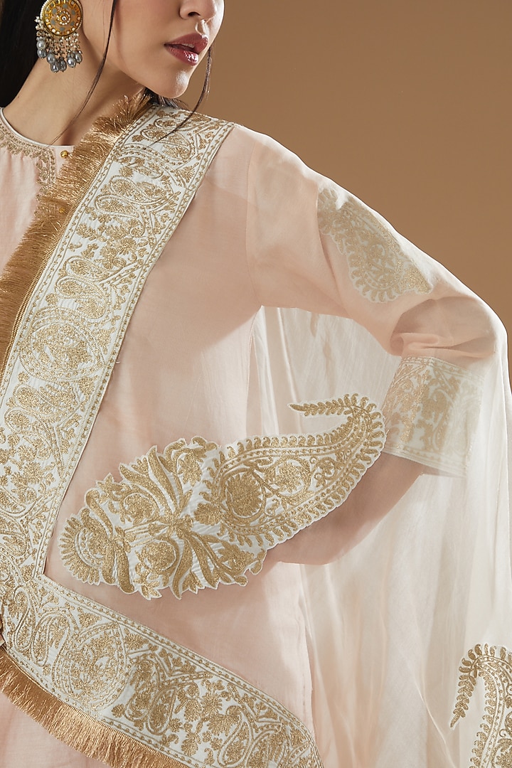 Blush Pink Chanderi Silk Bridal Sharara Set by Sheetal Batra at Pernia's Pop Up Shop