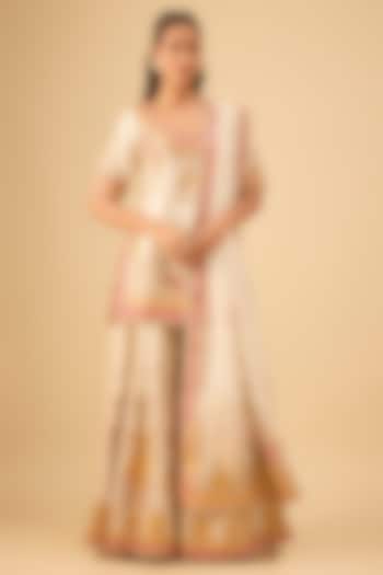 Ivory Pure Silk Chanderi Kiran Dori Embroidered Straight Kurta Set by Sheetal Batra at Pernia's Pop Up Shop