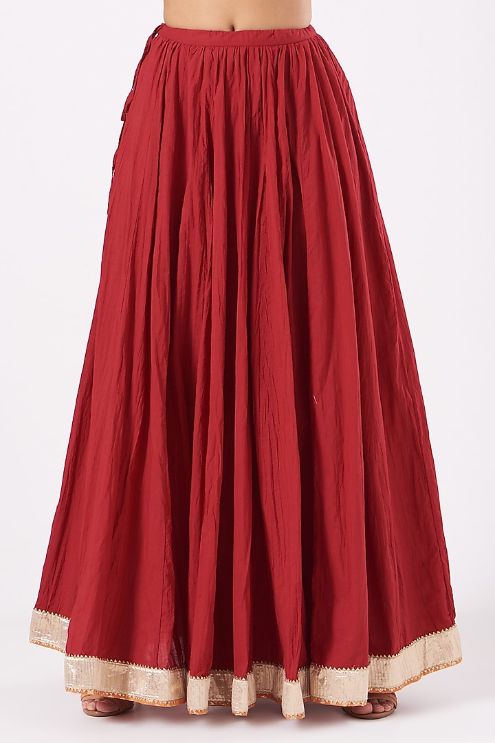 Blood-Red Embroidered Wedding Anarkali Set by Sheetal Batra at Pernia's Pop Up Shop