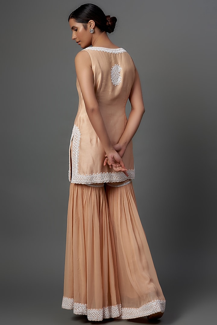 Blush Pink Silk Chanderi Gharara Set by Sheetal Batra at Pernia's Pop Up Shop