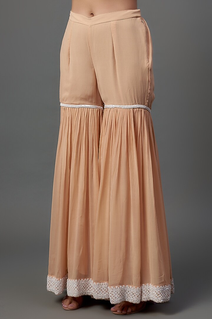 Blush Pink Silk Chanderi Gharara Set by Sheetal Batra at Pernia's Pop Up Shop