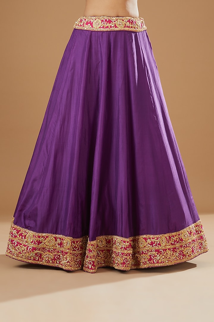 Purple Pure Silk Embroidered Bridal Lehenga Set by Sheetal Batra at Pernia's Pop Up Shop