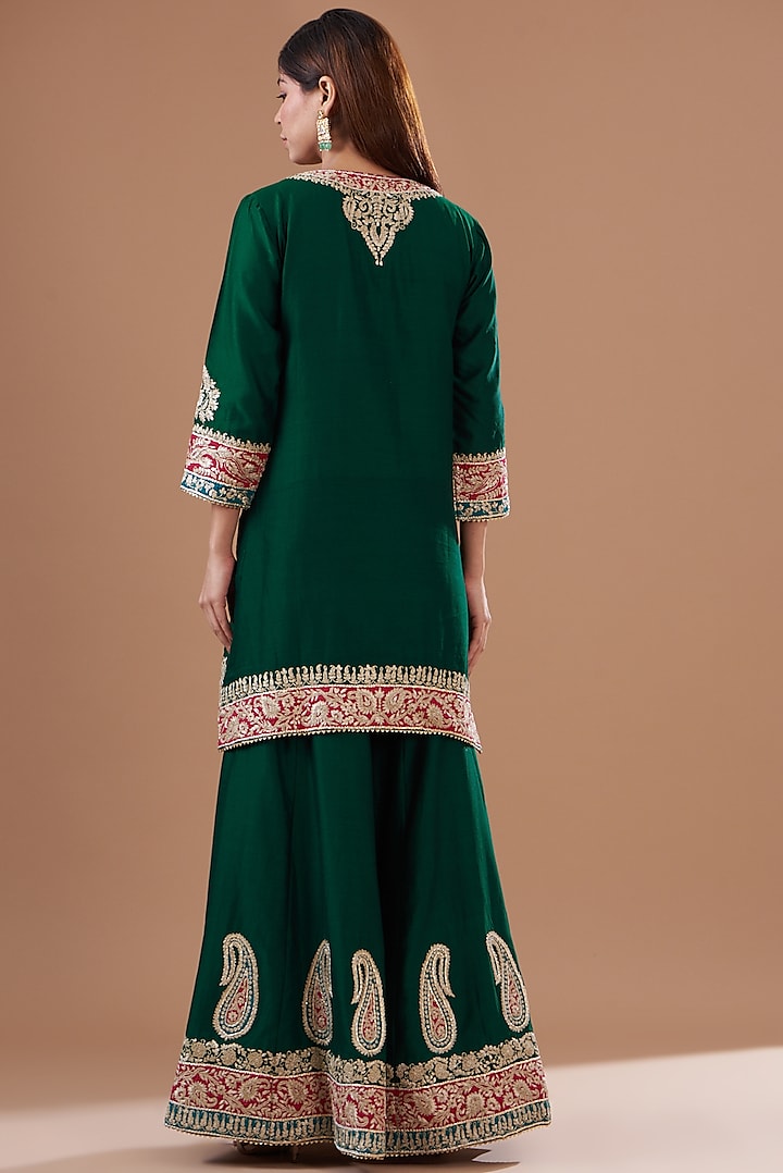 Green Georgette Gharara Set by Sheetal Batra at Pernia's Pop Up Shop