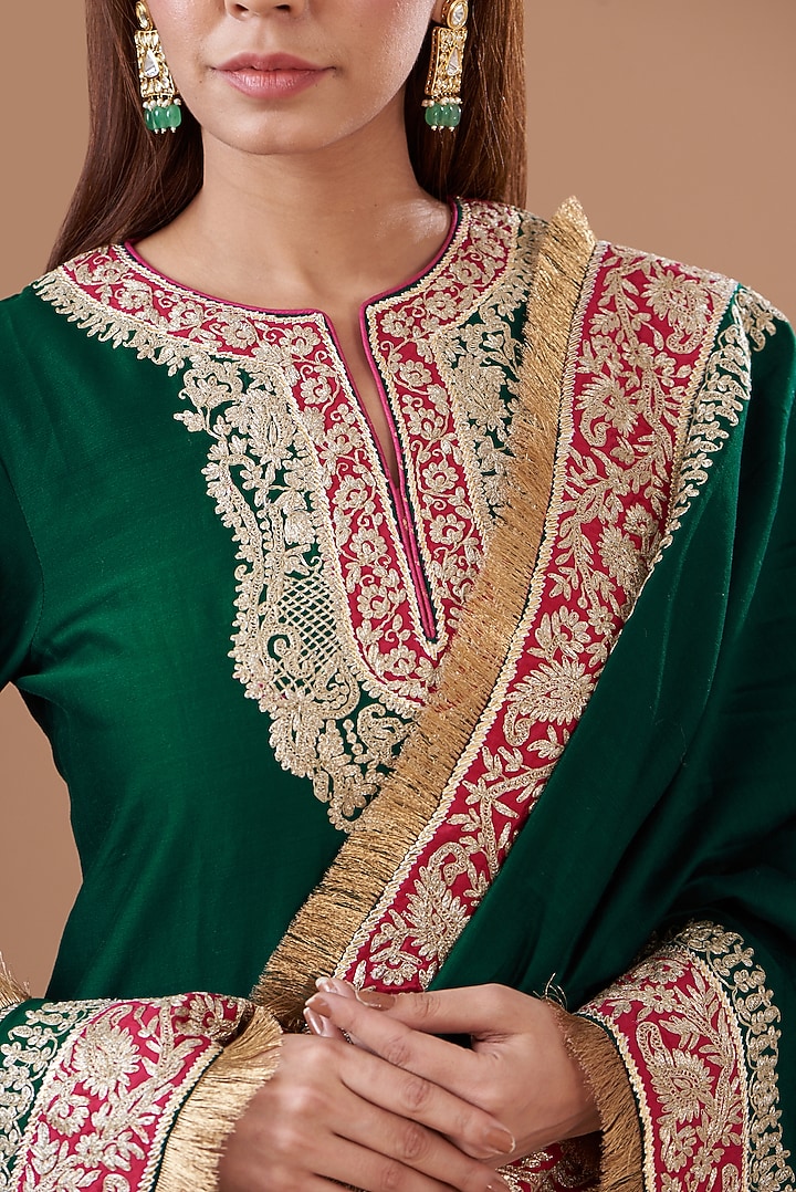Green Georgette Gharara Set by Sheetal Batra at Pernia's Pop Up Shop