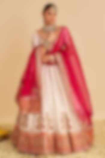 Daisy Ivory Pure Raw Silk Kashmiri Tilla Embroidered Bridal Lehenga Set by Sheetal Batra at Pernia's Pop Up Shop