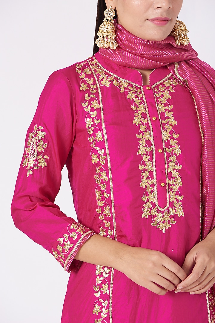 Pink Georgette Gharara Set by Sheetal Batra at Pernia's Pop Up Shop