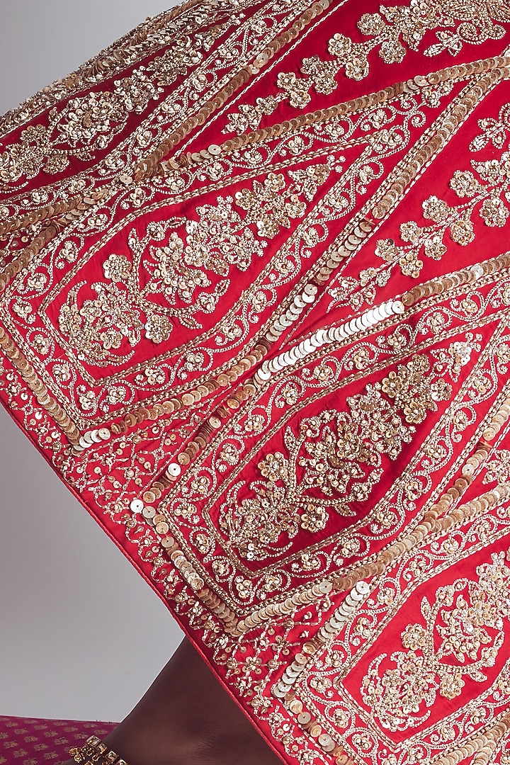 Fuchsia & Red Embroidered Bridal Lehenga Set by Sheetal Batra at Pernia's Pop Up Shop