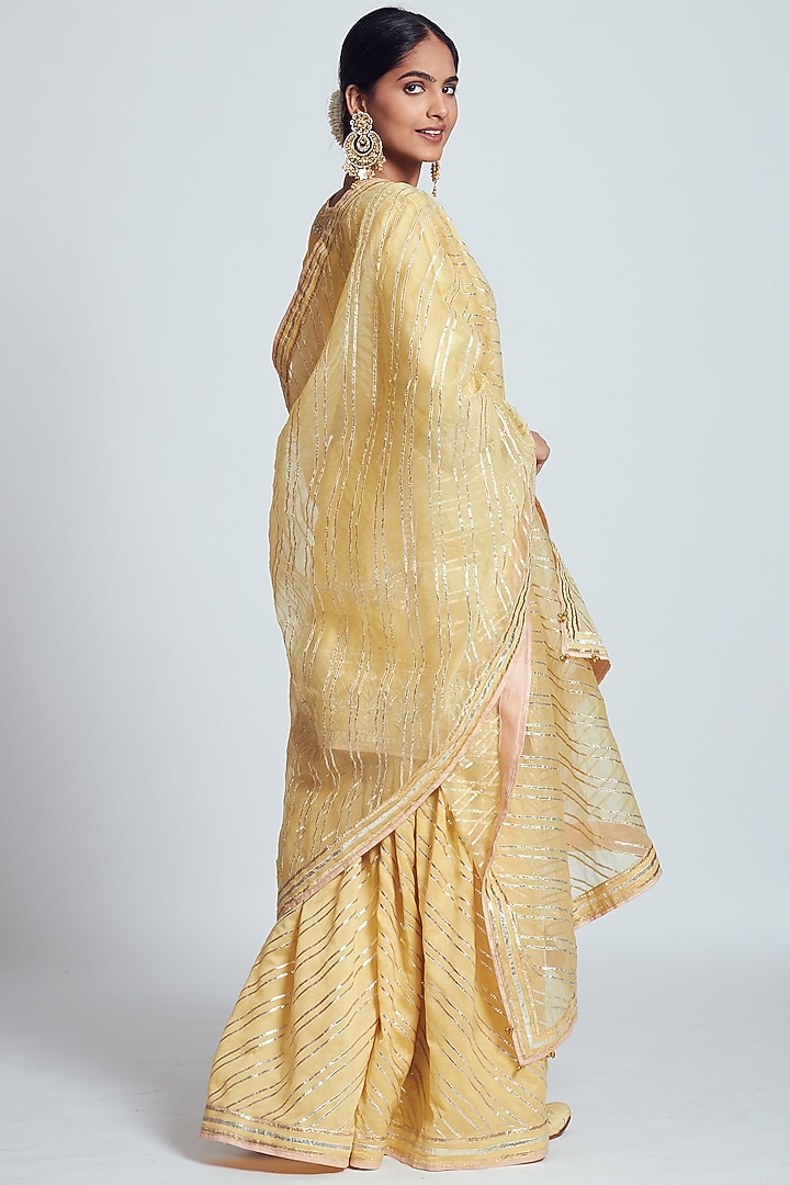 Yellow Chanderi Silk & Organza Gota Embroidered Gharara Set by Sheetal Batra at Pernia's Pop Up Shop