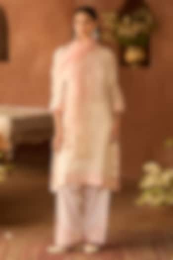 Daisy Ivory Silk Chanderi Pasri Ghara Embroidered A-Line Kurta Set by Sheetal Batra at Pernia's Pop Up Shop