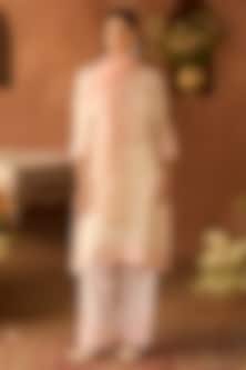 Daisy Ivory Silk Chanderi Pasri Ghara Embroidered A-Line Kurta Set by Sheetal Batra