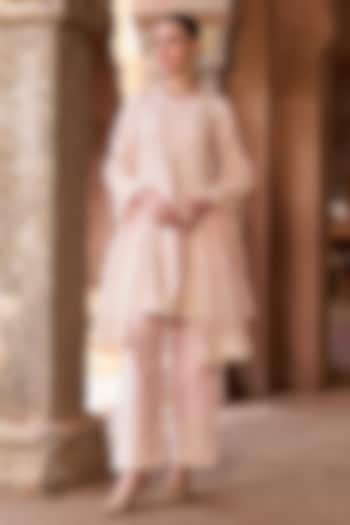 Pink Silk Chanderi Sequins Embroidered A-Line Kurta Set by Sheetal Batra at Pernia's Pop Up Shop