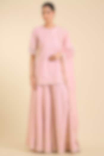 Pink Silk Chanderi Sequin Embroidered Bridal Sharara Set by Sheetal Batra at Pernia's Pop Up Shop