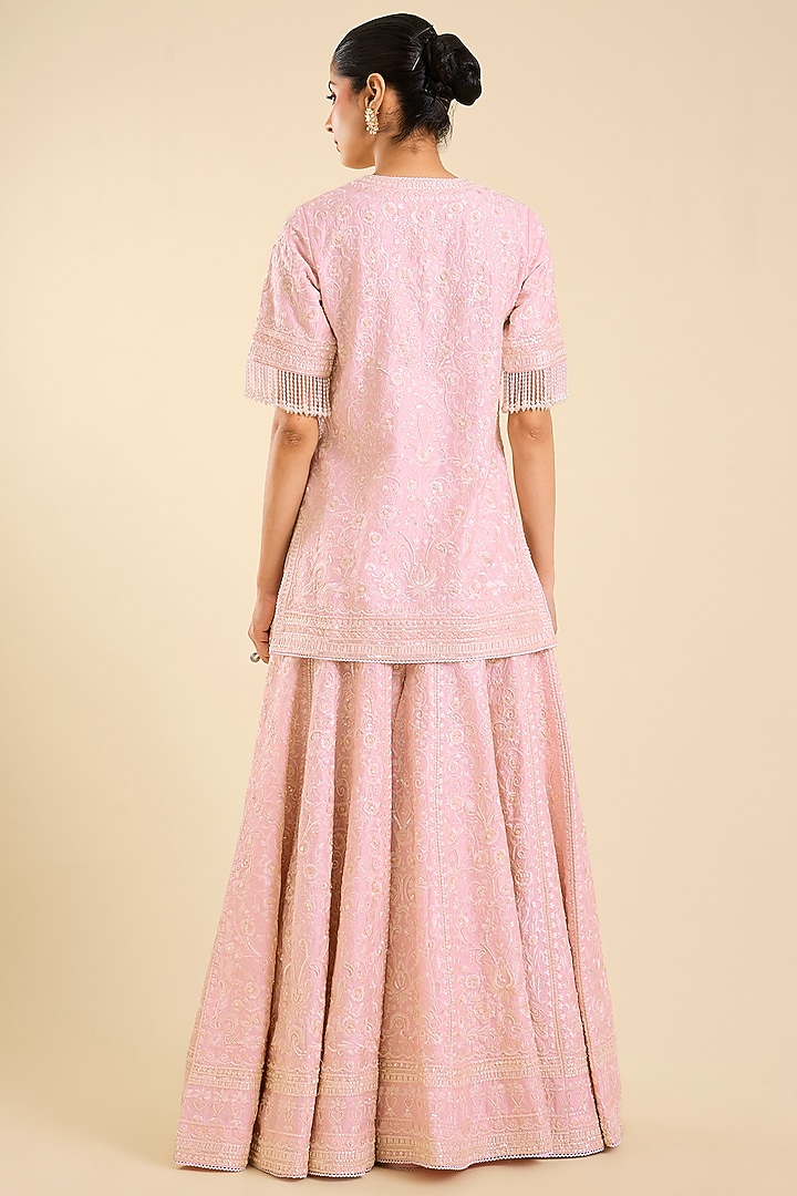 Pink Silk Chanderi Sequin Embroidered Bridal Sharara Set by Sheetal Batra at Pernia's Pop Up Shop
