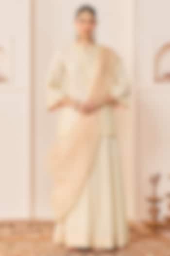 Daisy Ivory Chanderi Silk Brasso Wedding Sharara Set by Sheetal Batra at Pernia's Pop Up Shop
