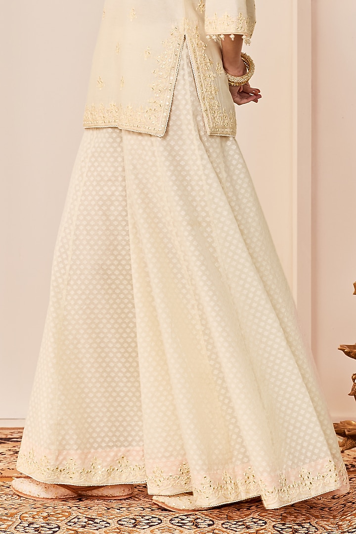 Daisy Ivory Chanderi Silk Brasso Wedding Sharara Set by Sheetal Batra at Pernia's Pop Up Shop