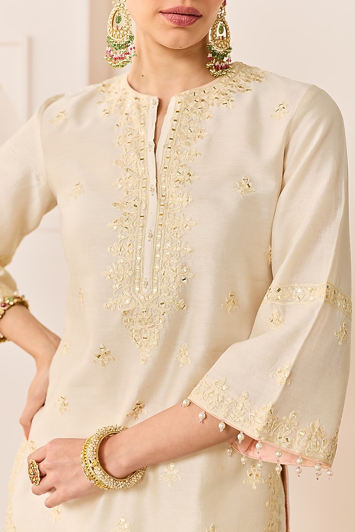 Daisy Ivory Chanderi Silk Brasso Wedding Sharara Set by Sheetal Batra at Pernia's Pop Up Shop