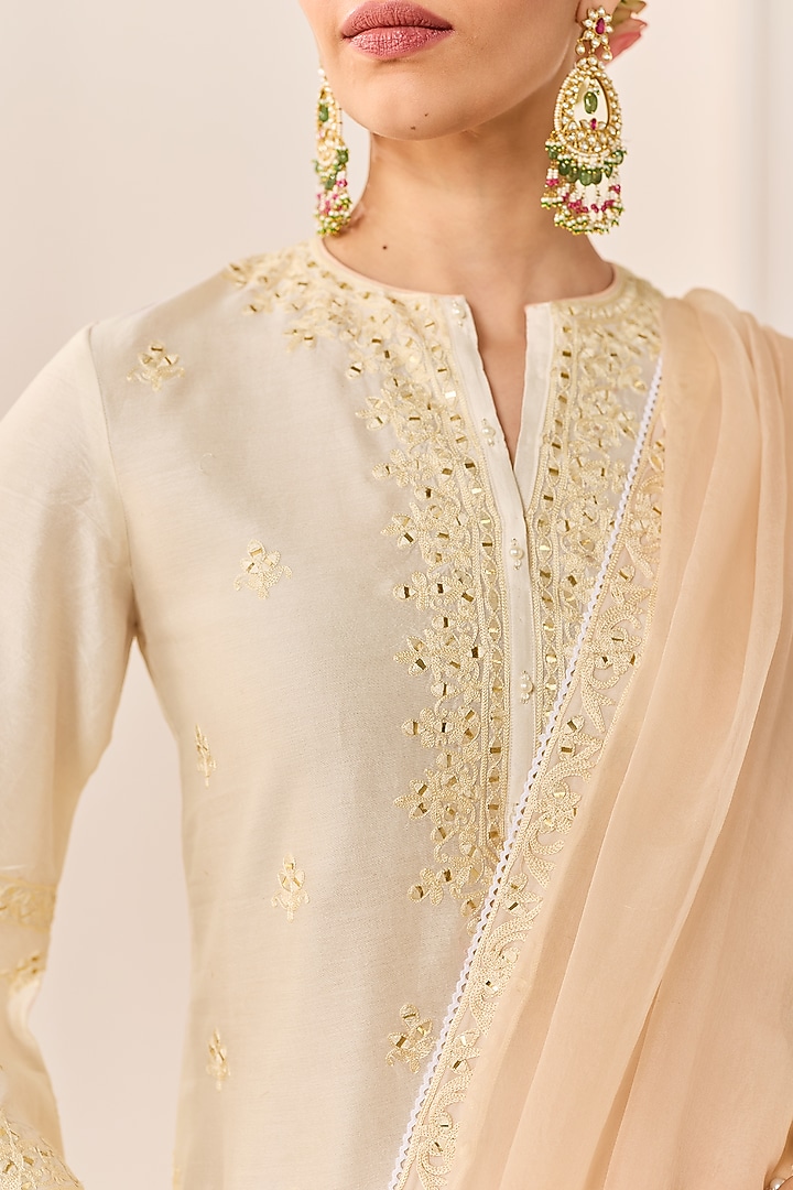 Daisy Ivory Chanderi Silk Brasso Wedding Sharara Set by Sheetal Batra at Pernia's Pop Up Shop
