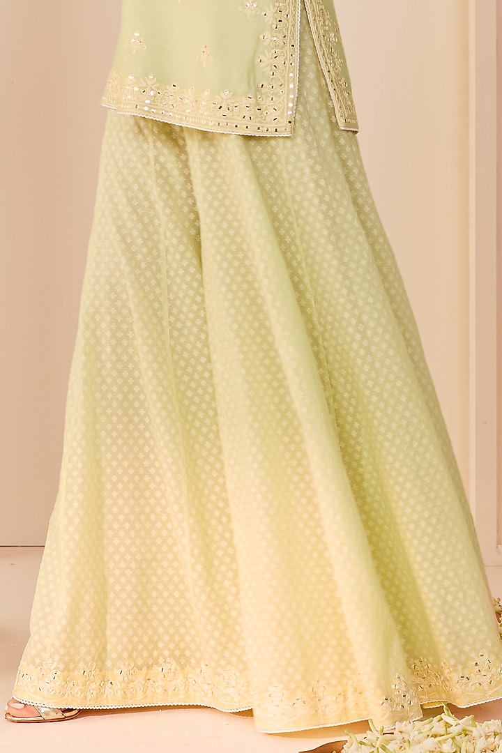 Mint Green Chanderi Silk Brasso Wedding Sharara Set by Sheetal Batra at Pernia's Pop Up Shop
