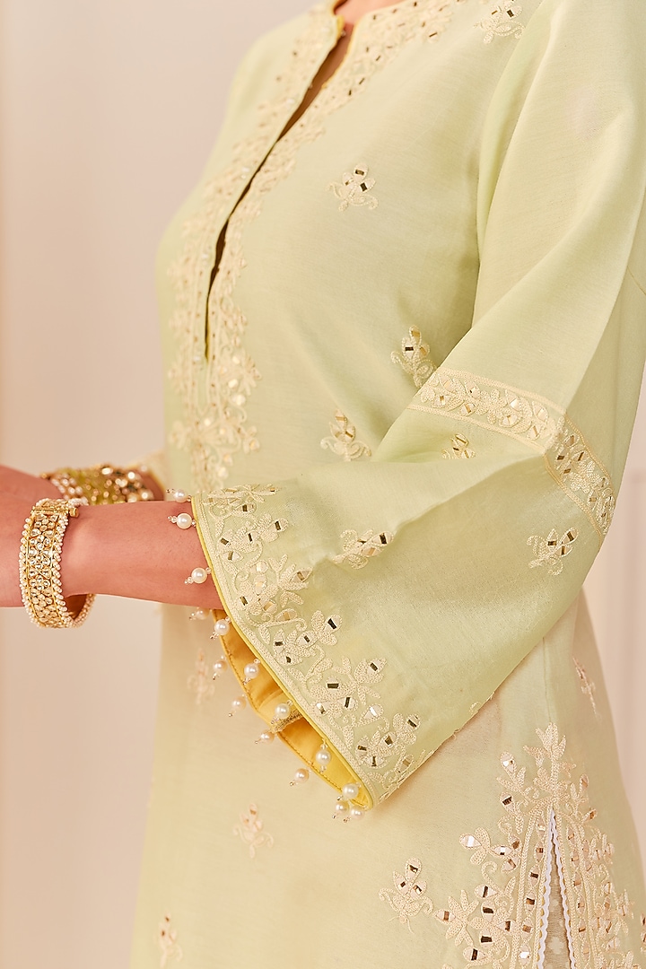 Mint Green Chanderi Silk Brasso Wedding Sharara Set by Sheetal Batra at Pernia's Pop Up Shop