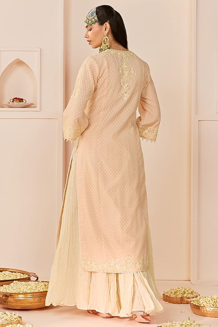 Carnation Pink Pure Cotton Crushed Skirt Set by Sheetal Batra at Pernia's Pop Up Shop