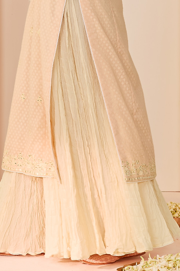 Carnation Pink Pure Cotton Crushed Skirt Set by Sheetal Batra at Pernia's Pop Up Shop