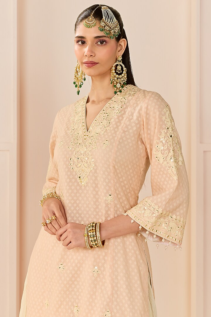 Carnation Pink Pure Cotton Crushed Skirt Set by Sheetal Batra at Pernia's Pop Up Shop
