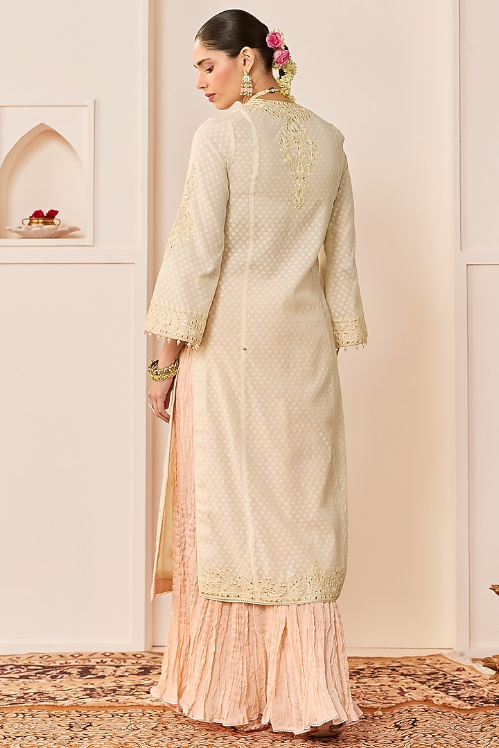 Daisy Ivory Pure Cotton Crushed Skirt Set by Sheetal Batra at Pernia's Pop Up Shop
