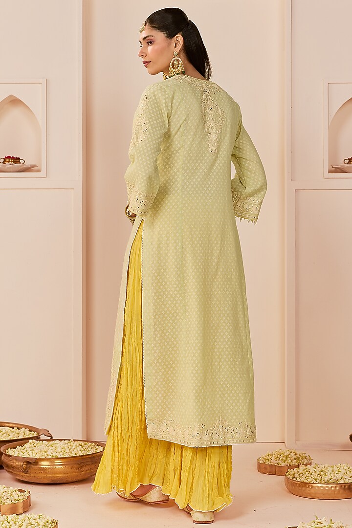 Mint Green Pure Cotton Crushed Skirt Set by Sheetal Batra at Pernia's Pop Up Shop