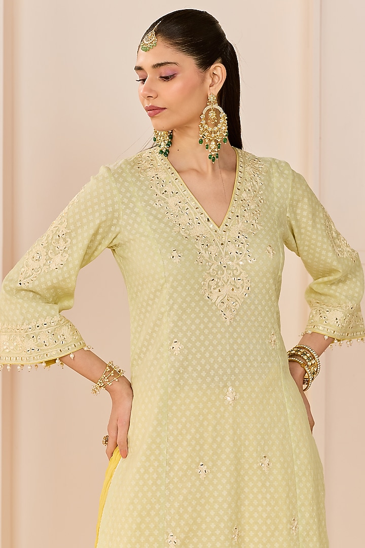 Mint Green Pure Cotton Crushed Skirt Set by Sheetal Batra at Pernia's Pop Up Shop