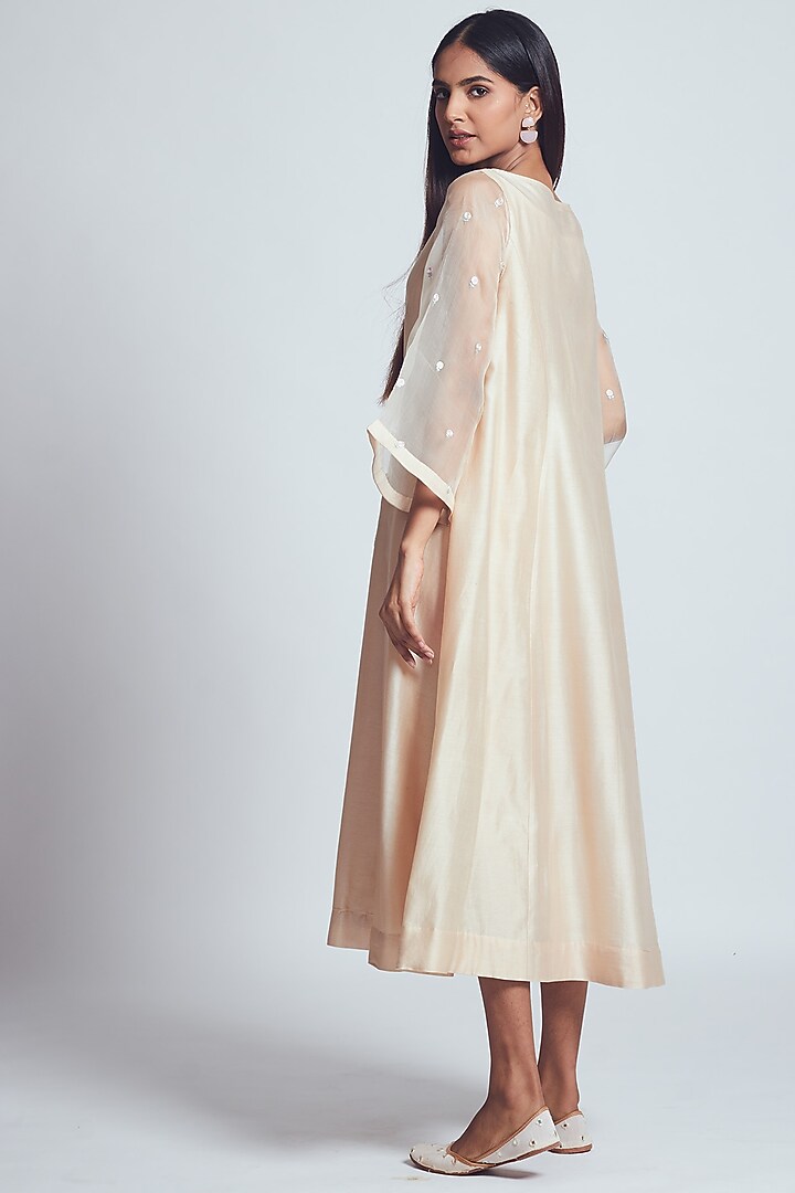 Beige Rose Embroidered Summer Dress With Slip by Sheetal Batra at Pernia's Pop Up Shop