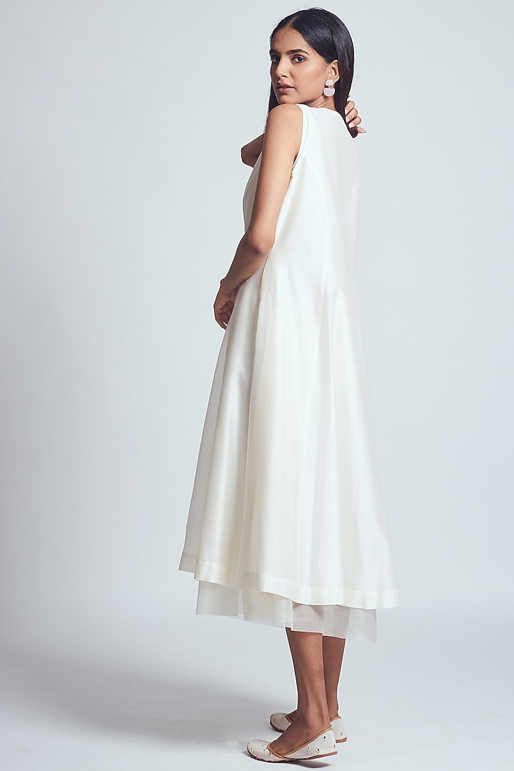 White Parsi Embroidered Summer Dress With Slip by Sheetal Batra at Pernia's Pop Up Shop