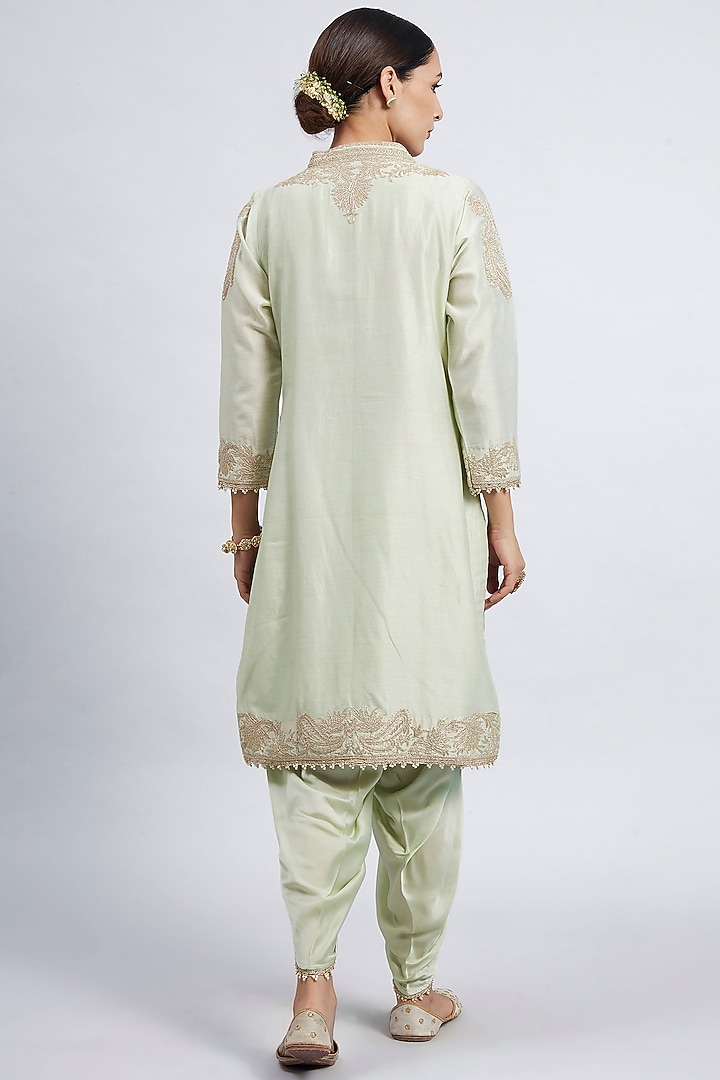 Mint Green Embroidered Kurta With Dhoti by Sheetal Batra at Pernia's Pop Up Shop