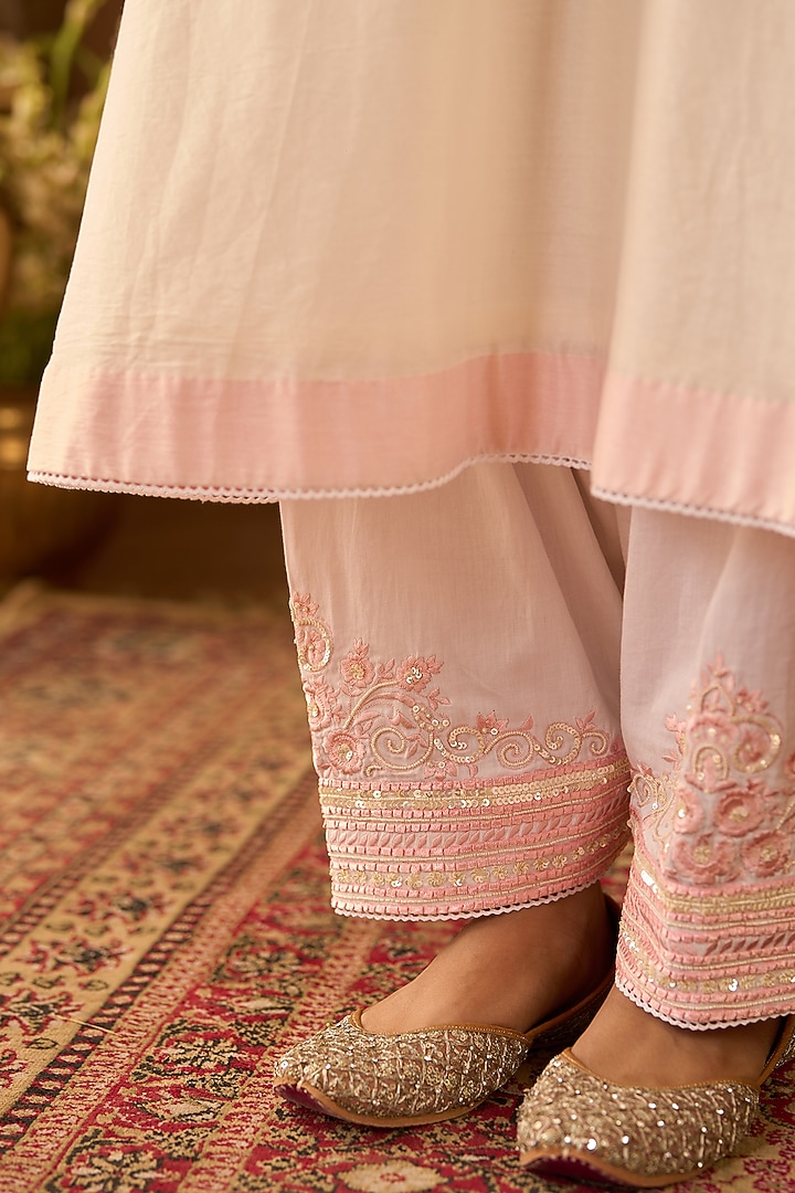Daisy Ivory Silk Chanderi Sequins Embroidered Kaftan Set by Sheetal Batra at Pernia's Pop Up Shop